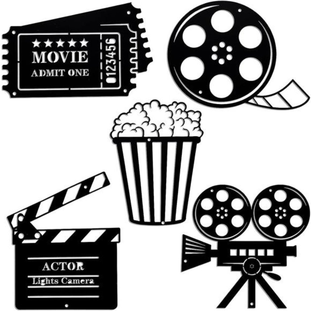 5 Pieces Movie Theater Decor Home Movie Theater Room Decor Cinema and Popcorn